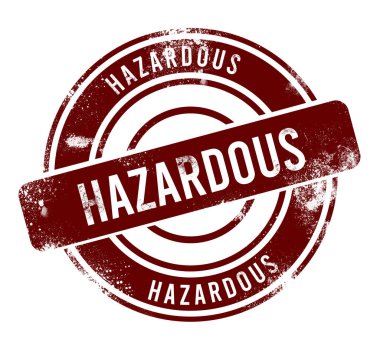 Tehlikeli - kırmızı yuvarlak grunge düğmesi, damga