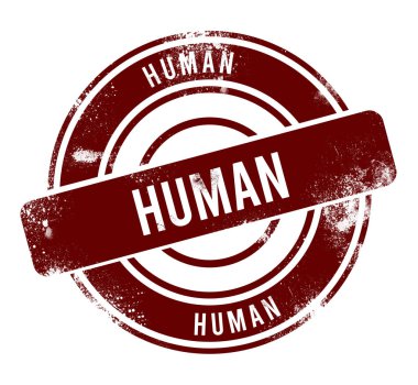 İnsan - kırmızı yuvarlak grunge düğmesi, damga