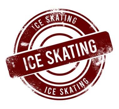 Buz pateni - kırmızı yuvarlak grunge düğmesi, pul