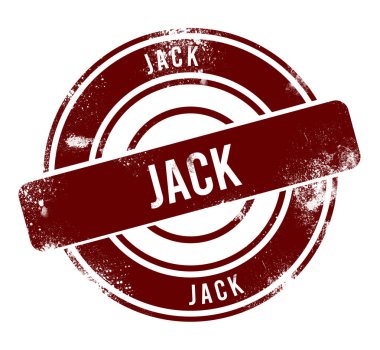 Jack - kırmızı yuvarlak grunge düğmesi, damga