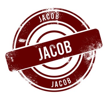 Jacob - kırmızı yuvarlak grunge düğmesi, damga