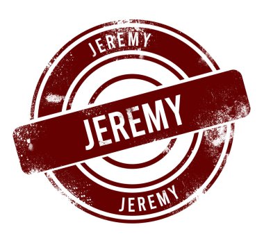 Jeremy - kırmızı yuvarlak grunge düğmesi, damga