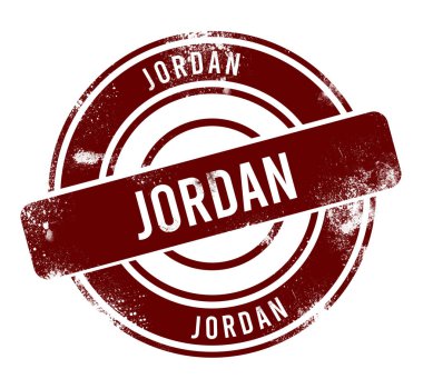 Jordan - kırmızı yuvarlak grunge düğmesi, damga