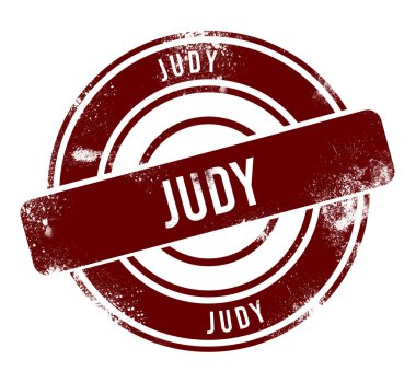 Judy - kırmızı yuvarlak grunge düğmesi, damga