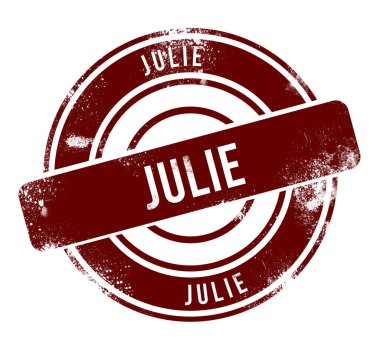 Julie - kırmızı yuvarlak grunge düğmesi, damga