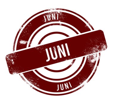Juni - kırmızı yuvarlak grunge düğmesi, damga