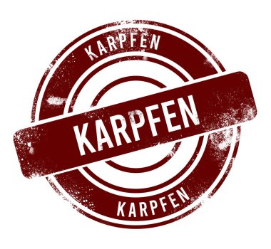 Karpfen - kırmızı yuvarlak grunge düğmesi, damga