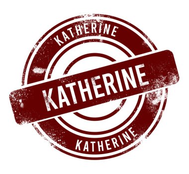 Katherine - kırmızı yuvarlak grunge düğmesi, damga