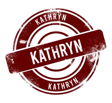 Kathryn - kırmızı yuvarlak grunge düğmesi, damga