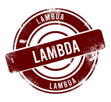 Lambda - kırmızı yuvarlak grunge düğmesi, damga
