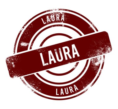 Laura - kırmızı yuvarlak grunge düğmesi, damga