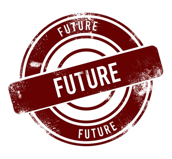 Gelecek - kırmızı yuvarlak grunge düğmesi, damga