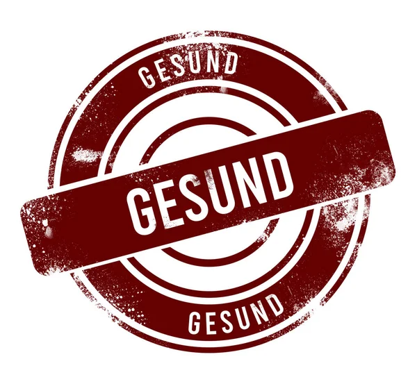 Gesund - kırmızı yuvarlak grunge düğmesi, damga