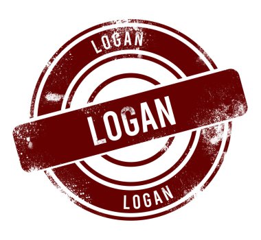 Logan - kırmızı yuvarlak grunge düğmesi, damga