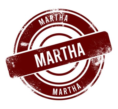 Martha - kırmızı yuvarlak grunge düğmesi, damga