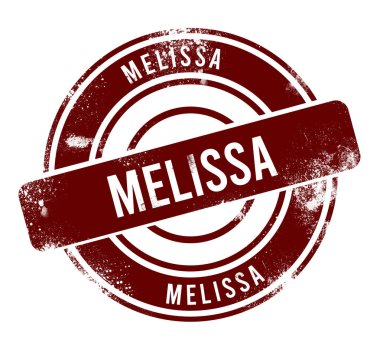 Melissa - kırmızı yuvarlak grunge düğmesi, damga