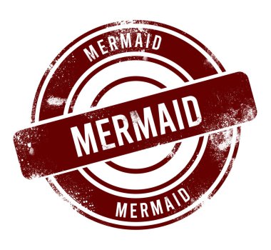 Denizkızı - kırmızı yuvarlak grunge düğmesi, damga