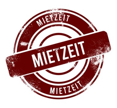 Mietzeit - kırmızı yuvarlak grunge düğmesi, damga