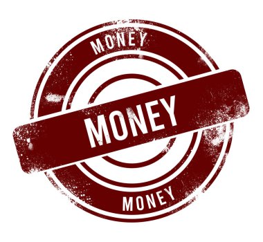 Para - kırmızı yuvarlak grunge düğmesi, mühür