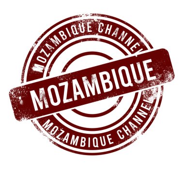 Mozambik Kanalı - kırmızı yuvarlak grunge tuşu, damga