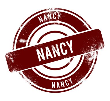 Nancy - kırmızı yuvarlak grunge düğmesi, damga