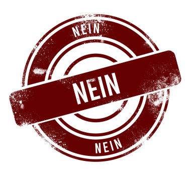 Nein - kırmızı yuvarlak grunge düğmesi, damga