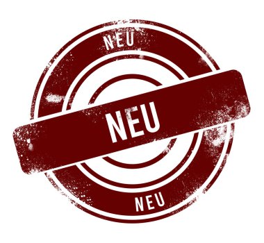 Neu - kırmızı yuvarlak grunge düğmesi, damga