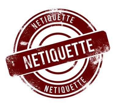 Netiquette - kırmızı yuvarlak grunge düğmesi, damga