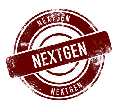 NextGen - kırmızı yuvarlak grunge düğmesi, damga