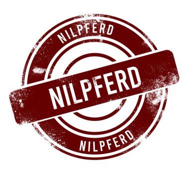 Nilpferd - Kırmızı yuvarlak grunge düğmesi, damga