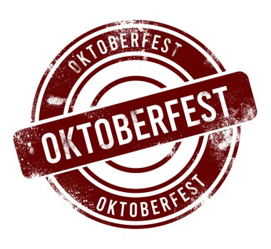 Oktoberfest - Kırmızı yuvarlak grunge düğmesi, damga