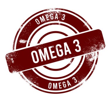 Omega 3 - Kırmızı yuvarlak grunge düğmesi, damga