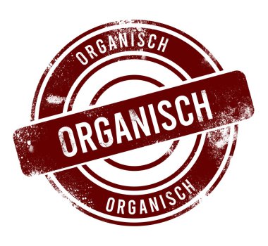 Organizasyon - kırmızı yuvarlak grunge düğmesi, damga