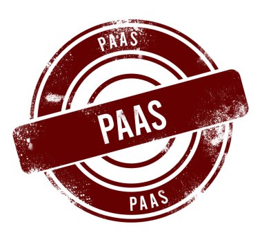 PaaS - kırmızı yuvarlak grunge düğmesi, damga