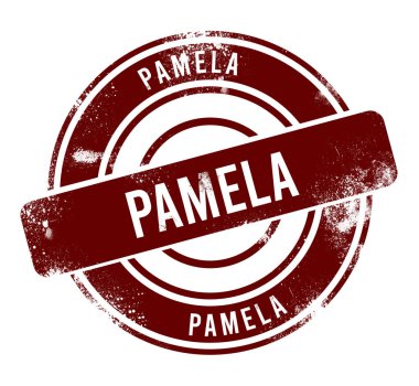 Pamela - kırmızı yuvarlak grunge düğmesi, damga
