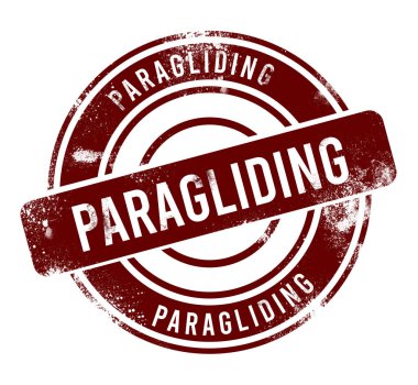 Paragliding - kırmızı yuvarlak grunge düğmesi, damga