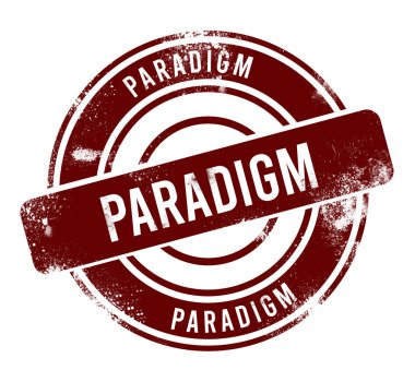 Paradigma - kırmızı yuvarlak grunge tuşu, damga