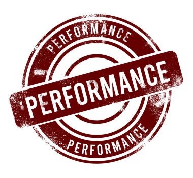 Performans - kırmızı yuvarlak grunge düğmesi, damga