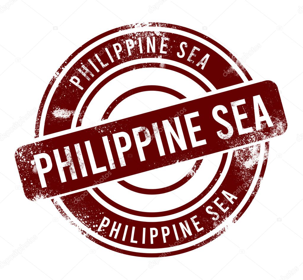 Philippine Sea - red round grunge button, stamp