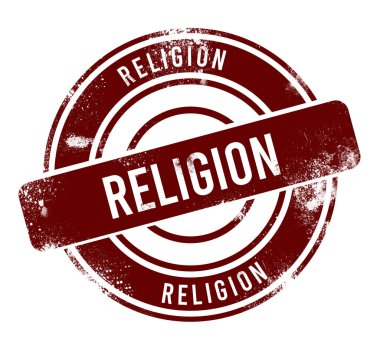 Din - kırmızı yuvarlak grunge düğmesi, mühür