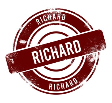 Richard - kırmızı yuvarlak grunge düğmesi, damga