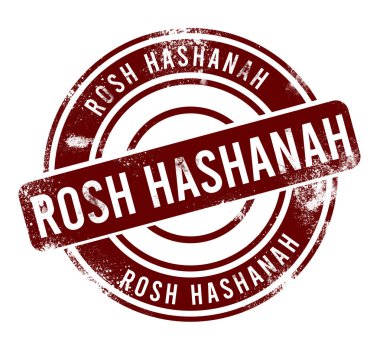 Rosh Hashanah - kırmızı yuvarlak grunge düğmesi, damga