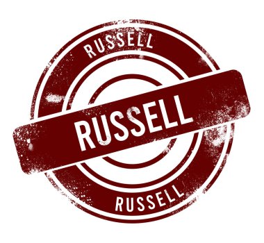 Russell - kırmızı yuvarlak grunge düğmesi, damga