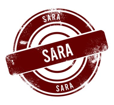 Sara - kırmızı yuvarlak grunge düğmesi, damga