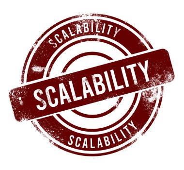 Ölçeklenebilirlik - kırmızı yuvarlak grunge düğmesi, damga