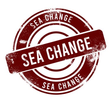 Deniz değişikliği - kırmızı yuvarlak grunge düğmesi, damga