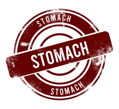 Mide - kırmızı yuvarlak grunge düğmesi, damga