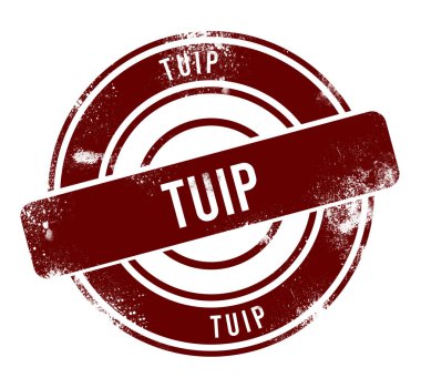 Tuip - kırmızı yuvarlak grunge düğmesi, damga