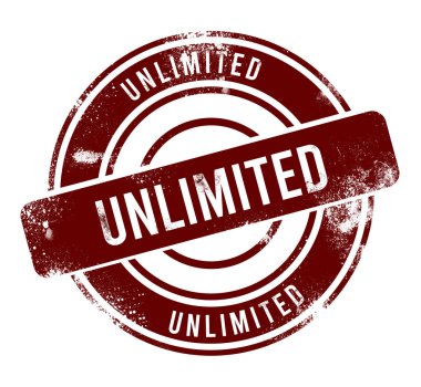 Sınırsız - kırmızı yuvarlak grunge düğmesi, damga