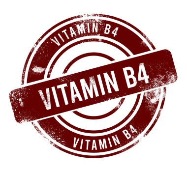 B4 vitamini - kırmızı yuvarlak grunge tuşu, damga